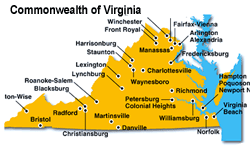 Map of Commonwealth of Virginia